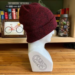 Knit Beanie Hat, Burgundy Red Black Marled Yarn, Unisex, Target, Winter